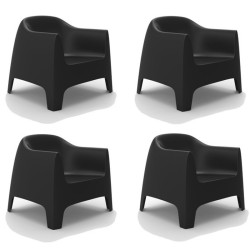 Lot de 4 Fauteuils Lounge Solid Vondom noir