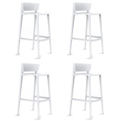 Lot de 4 tabourets de bar Vondom Africa hauteur d'assise 74,5 cm blanc