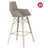 Lot de 4 Tabourets de bar Vondom Faz Wood1 écru avec pieds chêne blanchis et accoudoirs
