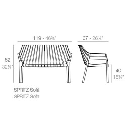 Lot de 4 sofas Vondom Spritz noir