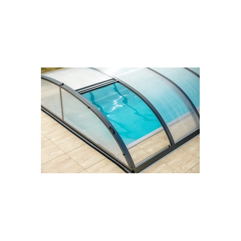 Poolüberdachung aus anthrazitfarbenem Aluminium und Polycarbonat 430x854x84 Abrilios