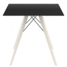 Table à manger Vondom Faz Wood Plateau 80 Carre Noir et Pieds Chêne Blanchi