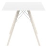 Table à manger Vondom Faz Wood Plateau 80 Carre Blanc et Pieds Chêne Blanchi