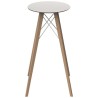 Table Haute Vondom Faz Wood Plateau Rond Hpl Blanc et Bord Noir avec Pieds Chêne Naturel Diamètre 60 x H105cm