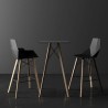 Table Haute Vondom Faz Wood Plateau Rond Hpl Blanc et Bord Noir avec Pieds Chêne Naturel Diamètre 60 x H105cm