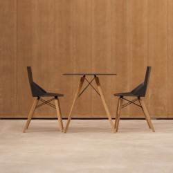 Lot de 4 Chaises Vondom Faz Wood2 Écru Pieds Chêne