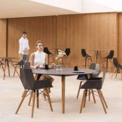 Lot de 4 Chaises Vondom Faz Wood2 Écru Pieds Chêne