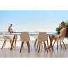 Table Haute Vondom Faz Wood Plateau Rond Hpl Blanc et Bord Noir avec Pieds Chene Blanchi Diamètre 50 x H105cm