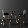 Table Haute Vondom Faz Wood Plateau Rond Hpl Blanc et Bord Noir avec Pieds Chene Blanchi Diamètre 50 x H105cm