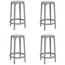 Lot de 4 tabourets hauts Brooklyn Vondom hauteur d'assise 66 gris tourterelle