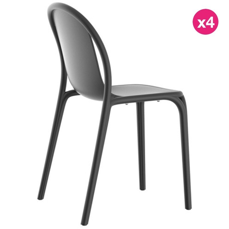 Lot de 4 chaises Vondom Brooklyn noir Lot de 4 chaises Vondom Brooklyn noir