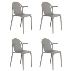 Lot de 4 fauteuils Vondom Brooklyn gris tourterelle