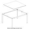 Table basse Frame Aluminium Vondom 100x100xH32 blanc avec bords noirs