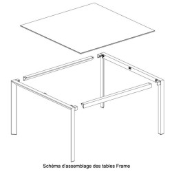 Table carré Frame Aluminium Vondom 70x70xH74 blanc