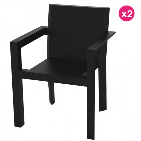 Lot de 2 Fauteuils Vondom Repas Frame noir mat