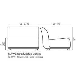 Fauteuil central Vondom design Suave en tissu déperlant rouge Grenat 1046