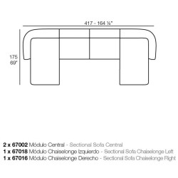 Fauteuil central Vondom design Suave en tissu déperlant rouge Grenat 1046