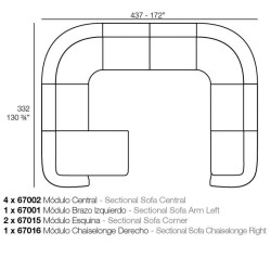 Fauteuil central Vondom design Suave en tissu déperlant rouge Grenat 1046