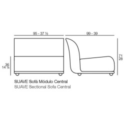 Fauteuil central Vondom design Suave en tissu déperlant blanc Iceberg 1037