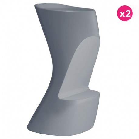 Lot de 2 Tabourets de bar Vondom Moma High hauteur d'assise 74 gris acier