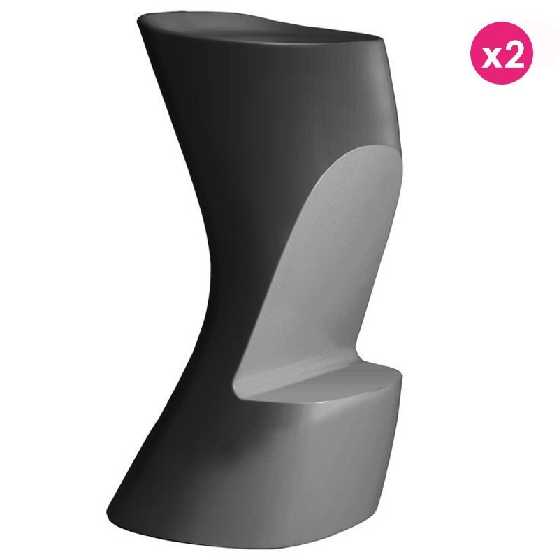 Lot de 2 Tabourets de bar Vondom Moma High hauteur d'assise 74 anthracite Lot de 2 Tabourets de bar Vondom Moma High hauteur d'assise 74 anthracite