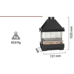 BarBecue Ferlux para pose o ladrillos refractarios y acero con hotte