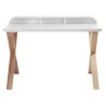 Bureau Désign mélaminé laqué blanc et pieds bois frêne massif 120x79 KosyForm