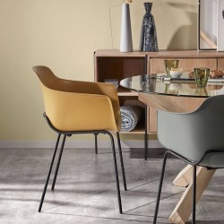 Table Ronde 120 Verre et pieds en chêne massif KosyForm