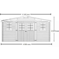 Gartenhütte Habrita Massivholz 7,42 m2 mit Dach aus Stahl