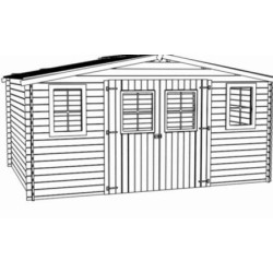 Gartenhütte Habrita Massivholz 7,42 m2 mit Dach aus Stahl