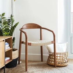 Juego de 2 Sillas con reposabrazos en eucalipto negro y beige KosyForm