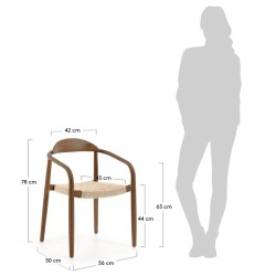 Juego de 2 Sillas con reposabrazos en eucalipto negro y beige KosyForm