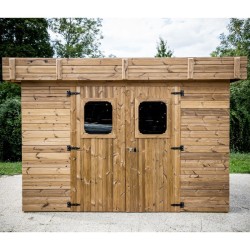 Abri de jardin Habrita Thizy en bois thermo traité 11,53 m2 avec toit en acier