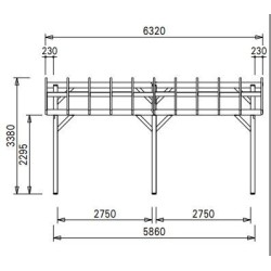 Einwandiger Holzcarport 22m2 mit Habrita-Dach
