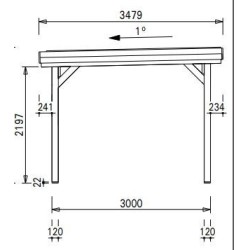 Wooden carport without roof 304x502 Delahaye 15 m2