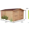 Habrita solid wood garage 21.7m2 with 42mm planks
