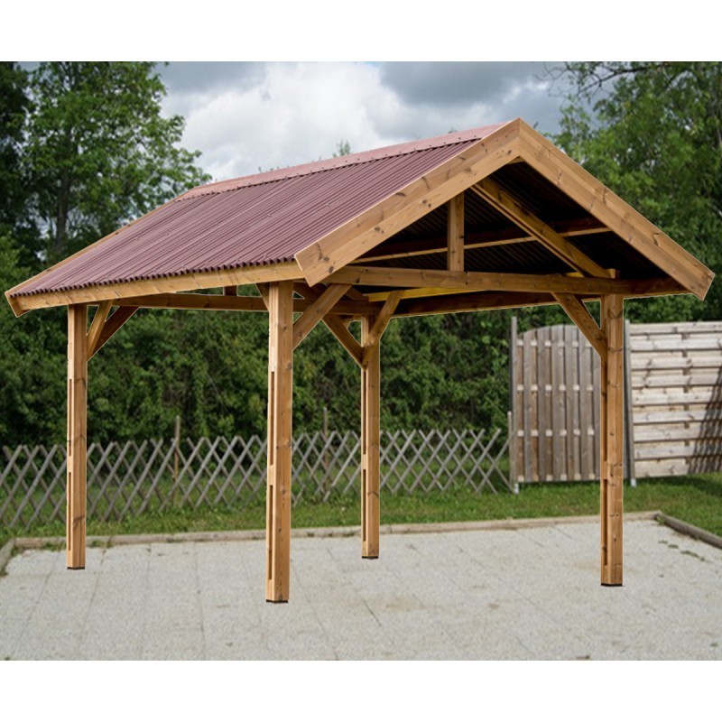 Posto auto coperto in legno 18m2 con tetto Habrita Posto auto coperto in legno 18m2 con tetto Habrita