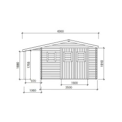 Casetta da giardino Habrita in legno massello di Douglas 17,20 m2 con Bucher