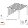 Pergola en bois Habrita avec Ventelles amovibles sur Toiture et un côté 348x310x232 Veneto