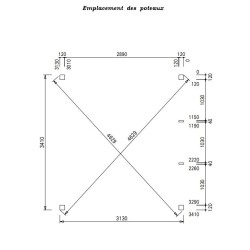 Pergola en bois Habrita avec Ventelles amovibles sur Toiture et un côté 348x310x232 Veneto