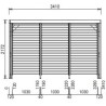 Pergola en bois Habrita avec Ventelles amovibles sur Toiture et un côté 348x310x232 Veneto