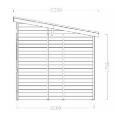 Abri de jardin Habrita bois massif 6.60 m2 avec toit plat ondulés