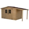 Casetta da giardino Legno Habrita 5,06 m2 con tenda da sole 2.69 m2