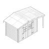 Casetta da giardino Legno Habrita 5,06 m2 con tenda da sole 2.69 m2