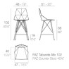 2-Pack alto taburete FAZ VONDOM ecru y metal con apoyabrazos