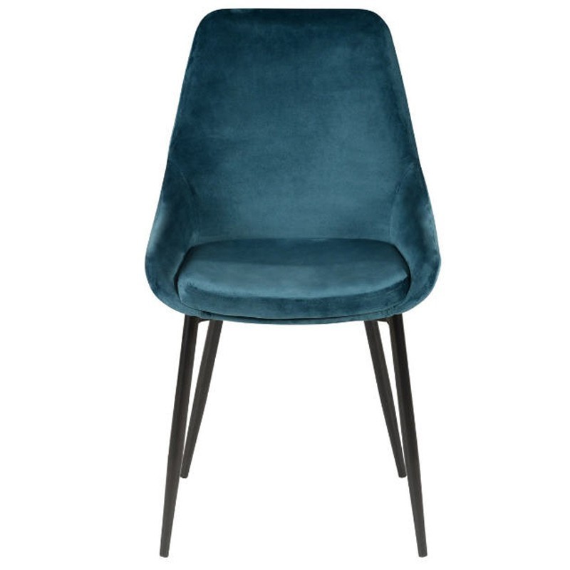 Lot de 4 Chaises Repas Velours Bleu avec Piétement Métal Noir Kari KosyForm Lot de 4 Chaises Repas Velours Bleu avec Piétement Métal Noir Kari KosyForm