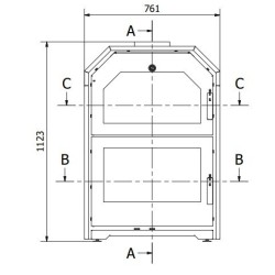 Insertar Foyer de Cheminée á Bois Ferlux en Fonte 3 Caras grandes vítreo 17kW