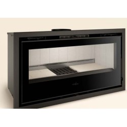 Estufa de leña redonda Ferlux Elipse Panoramic 8 kW en soporte central