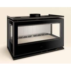Inserto in legno Ferlux Panoramic 90 con 3 lati vetrati 18 kW