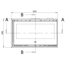 Inserção de madeira Ferlux Panoramic 90 Angle com 2 lados envidraçados 18 kW